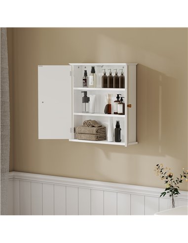 HOMCOM Bathroom Cabinet Wall Mounted, Bathroom Wall Cabinet Medicine Cabinet with 2 Doors, Adjustable Shelf, White
