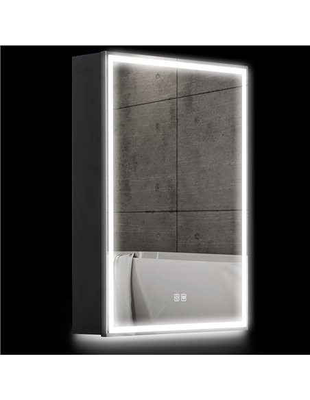 HOMCOM Bathroom Mirror Cabinet with LED Lights and Shaver Socket, 500 x 700 mm Wall Mounted Bathroom Cabinet with Mirror, Demist - pic 122043 | FastDaddyshop