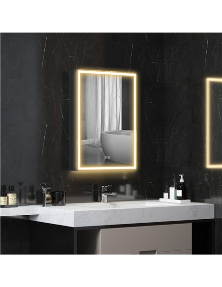 HOMCOM Bathroom Mirror Cabinet with LED Lights and Shaver Socket, 500 x 700 mm Wall Mounted Bathroom Cabinet with Mirror, Demist - pic 122044 | FastDaddyshop