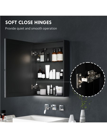 HOMCOM Bathroom Mirror Cabinet with LED Lights and Shaver Socket, 500 x 700 mm Wall Mounted Bathroom Cabinet with Mirror, Demist - pic 122048 | FastDaddyshop