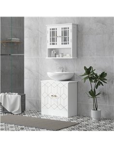 HOMCOM Under Sink Bathroom Cabinet, Under Sink Cabinet with Adjustable Shelf and Open Compartment for Basin with or without Pede 2