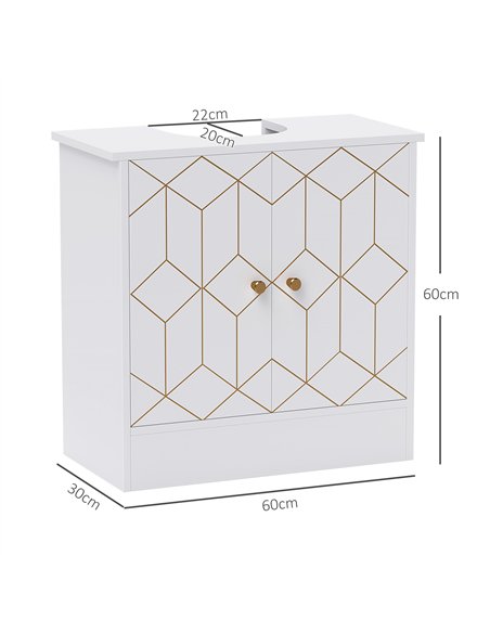 HOMCOM Under Sink Bathroom Cabinet, Under Sink Cabinet with Adjustable Shelf and Open Compartment for Basin with or without Pede - pic 122054 | FastDaddyshop