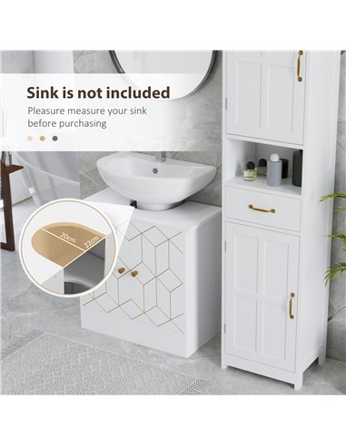 HOMCOM Under Sink Bathroom Cabinet, Under Sink Cabinet with Adjustable Shelf and Open Compartment for Basin with or without Pede