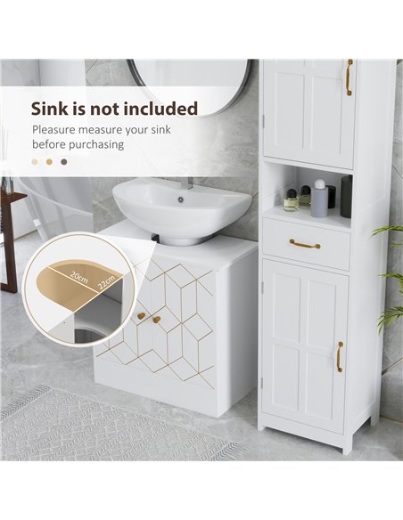 HOMCOM Under Sink Bathroom Cabinet, Under Sink Cabinet with Adjustable Shelf and Open Compartment for Basin with or without Pede - pic 122055 | FastDaddyshop