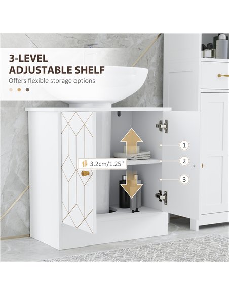 HOMCOM Under Sink Bathroom Cabinet, Under Sink Cabinet with Adjustable Shelf and Open Compartment for Basin with or without Pede - pic 122056 | FastDaddyshop