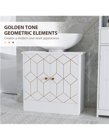 HOMCOM Under Sink Bathroom Cabinet, Under Sink Cabinet with Adjustable Shelf and Open Compartment for Basin with or without Pede