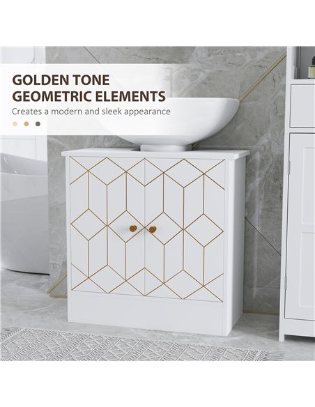 HOMCOM Under Sink Bathroom Cabinet, Under Sink Cabinet with Adjustable Shelf and Open Compartment for Basin with or without Pede - pic 122057 | FastDaddyshop