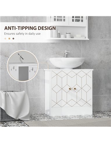 HOMCOM Under Sink Bathroom Cabinet, Under Sink Cabinet with Adjustable Shelf and Open Compartment for Basin with or without Pede
