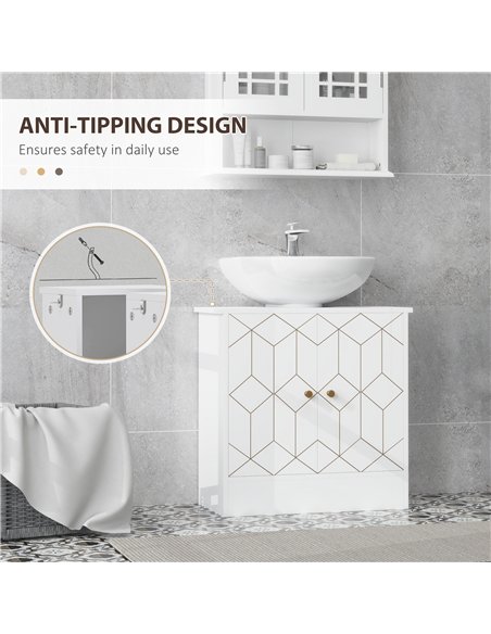 HOMCOM Under Sink Bathroom Cabinet, Under Sink Cabinet with Adjustable Shelf and Open Compartment for Basin with or without Pede - pic 122058 | FastDaddyshop