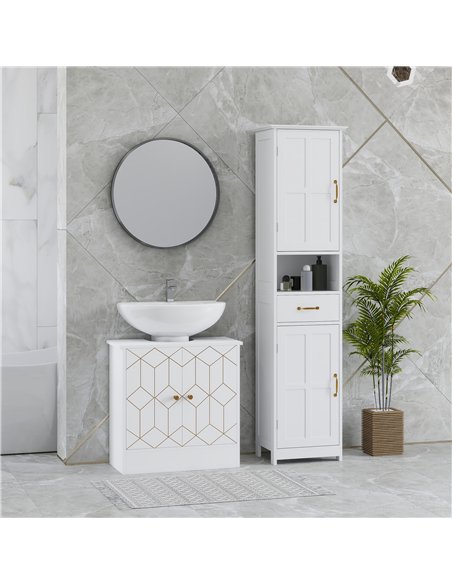 HOMCOM Under Sink Bathroom Cabinet, Under Sink Cabinet with Adjustable Shelf and Open Compartment for Basin with or without Pede - pic 122059 | FastDaddyshop