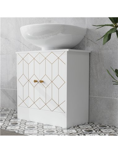 HOMCOM Under Sink Bathroom Cabinet, Under Sink Cabinet with Adjustable Shelf and Open Compartment for Basin with or without Pede