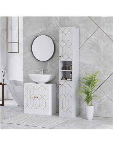 HOMCOM Tall Bathroom Storage Cabinet with Doors, Slim Bathroom Storage Unit with Adjustable Shelves, Freestanding Bathroom Stora