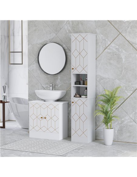HOMCOM Tall Bathroom Storage Cabinet with Doors, Slim Bathroom Storage Unit with Adjustable Shelves, Freestanding Bathroom Stora - pic 122062 | FastDaddyshop