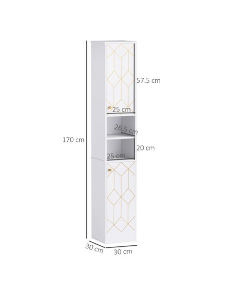 HOMCOM Tall Bathroom Storage Cabinet with Doors, Slim Bathroom Storage Unit with Adjustable Shelves, Freestanding Bathroom Stora - pic 122063 | FastDaddyshop