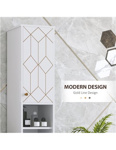 HOMCOM Tall Bathroom Storage Cabinet with Doors, Slim Bathroom Storage Unit with Adjustable Shelves, Freestanding Bathroom Stora