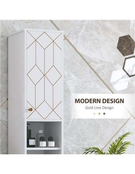 HOMCOM Tall Bathroom Storage Cabinet with Doors, Slim Bathroom Storage Unit with Adjustable Shelves, Freestanding Bathroom Stora - pic 122064 | FastDaddyshop