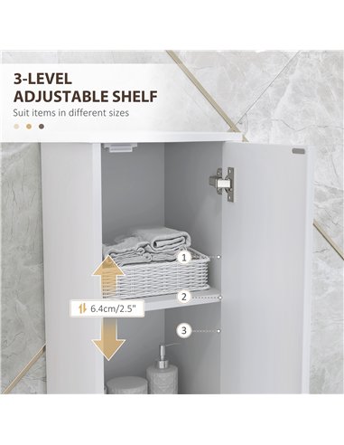 HOMCOM Tall Bathroom Storage Cabinet with Doors, Slim Bathroom Storage Unit with Adjustable Shelves, Freestanding Bathroom Stora