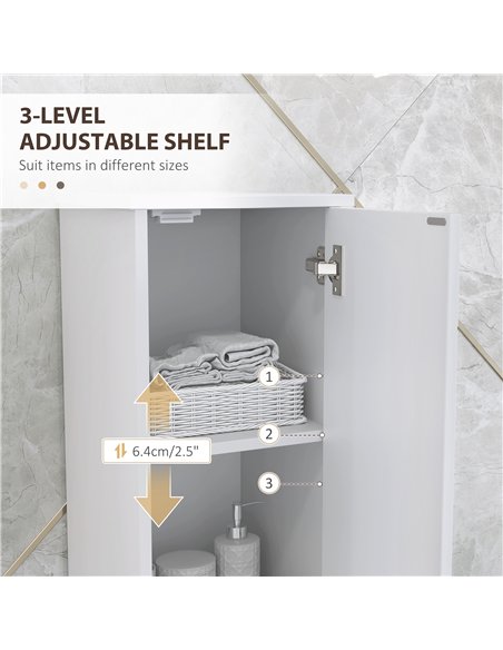 HOMCOM Tall Bathroom Storage Cabinet with Doors, Slim Bathroom Storage Unit with Adjustable Shelves, Freestanding Bathroom Stora - pic 122066 | FastDaddyshop