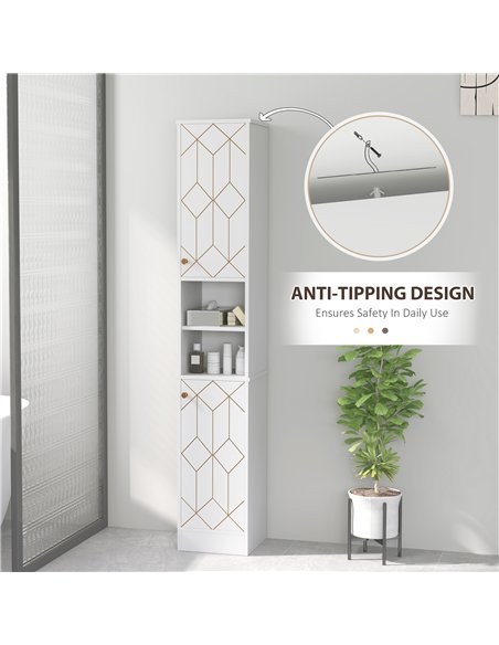 HOMCOM Tall Bathroom Storage Cabinet with Doors, Slim Bathroom Storage Unit with Adjustable Shelves, Freestanding Bathroom Stora - pic 122067 | FastDaddyshop