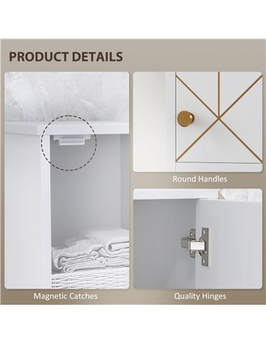 HOMCOM Tall Bathroom Storage Cabinet with Doors, Slim Bathroom Storage Unit with Adjustable Shelves, Freestanding Bathroom Stora