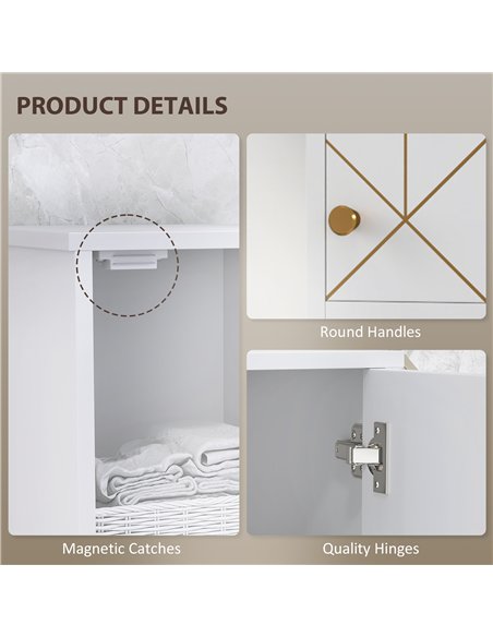 HOMCOM Tall Bathroom Storage Cabinet with Doors, Slim Bathroom Storage Unit with Adjustable Shelves, Freestanding Bathroom Stora - pic 122068 | FastDaddyshop
