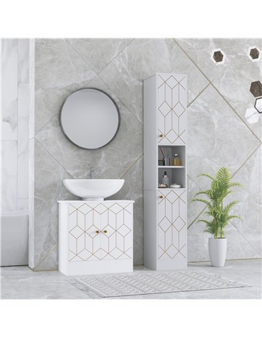 HOMCOM Tall Bathroom Storage Cabinet with Doors, Slim Bathroom Storage Unit with Adjustable Shelves, Freestanding Bathroom Stora