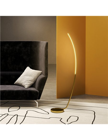 HOMCOM Modern 147cm Curved LED Floor Lamp - Gold Tone - pic 122080 | FastDaddyshop