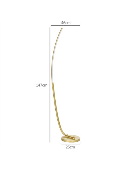 HOMCOM Modern 147cm Curved LED Floor Lamp - Gold Tone - pic 122081 | FastDaddyshop