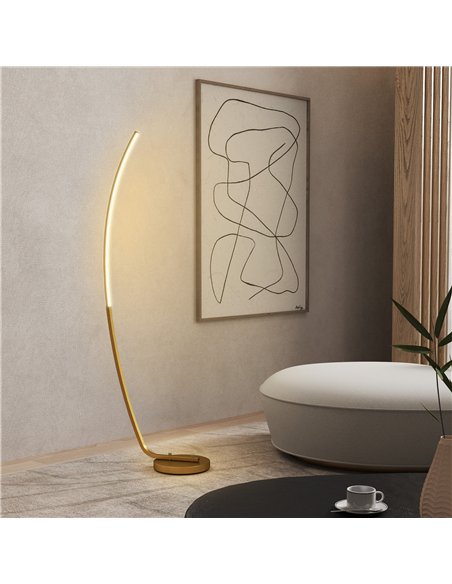 HOMCOM Modern 147cm Curved LED Floor Lamp - Gold Tone - pic 122086 | FastDaddyshop