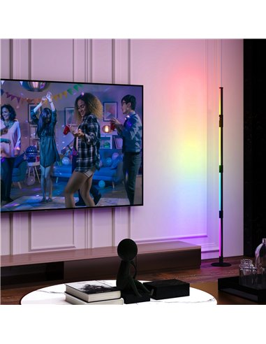 HOMCOM LED Floor Lamp, 360° RGB Detachable Corner Floor Lamp with App & Remote Control, Colour Changing Standing Lamp with Music