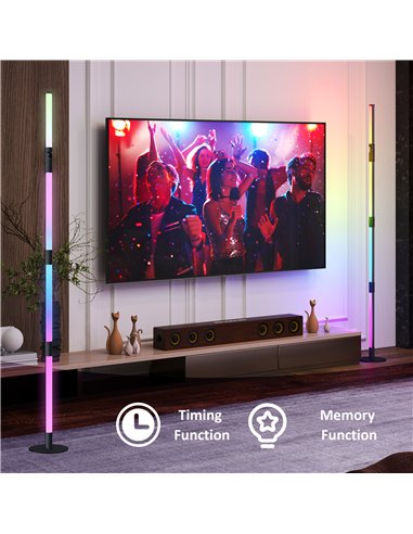 HOMCOM LED Floor Lamp, 360° RGB Detachable Corner Floor Lamp with App & Remote Control, Colour Changing Standing Lamp with Music