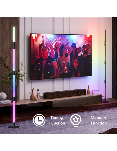 HOMCOM LED Floor Lamp, 360° RGB Detachable Corner Floor Lamp with App & Remote Control, Colour Changing Standing Lamp with Music - pic 122093 | FastDaddyshop
