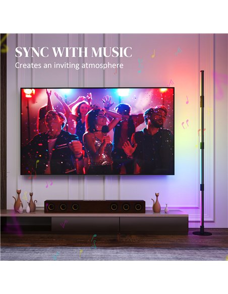HOMCOM LED Floor Lamp, 360° RGB Detachable Corner Floor Lamp with App & Remote Control, Colour Changing Standing Lamp with Music - pic 122094 | FastDaddyshop