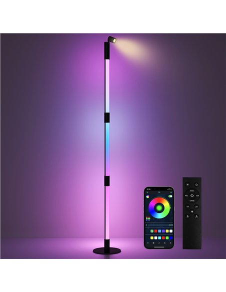 HOMCOM LED Floor Lamp with Reading Light, 360° RGB Detachable Corner Floor Lamp with App & Remote Control, Standing Lamp with Mu - pic 122097 | FastDaddyshop
