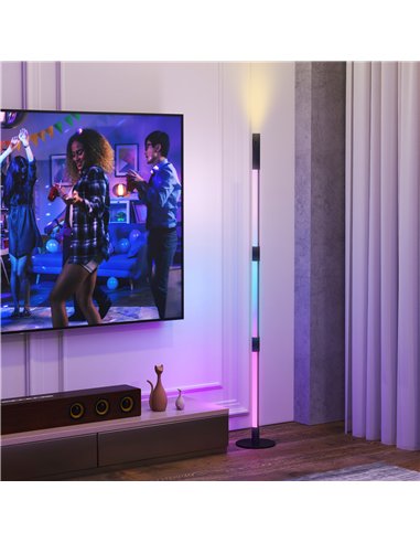 HOMCOM LED Floor Lamp with Reading Light, 360° RGB Detachable Corner Floor Lamp with App & Remote Control, Standing Lamp with Mu