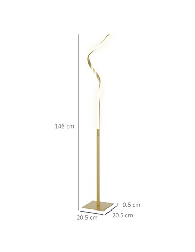 HOMCOM LED Floor Lamp with 3 Adjustable Brightness, Modern Dimmable Standing Lamp with Foot Switch for Bedroom, Living Room, Gol