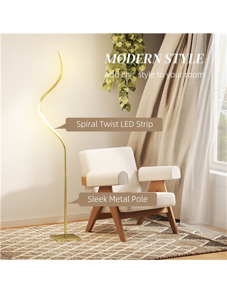 HOMCOM LED Floor Lamp with 3 Adjustable Brightness, Modern Dimmable Standing Lamp with Foot Switch for Bedroom, Living Room, Gol - pic 122109 | FastDaddyshop