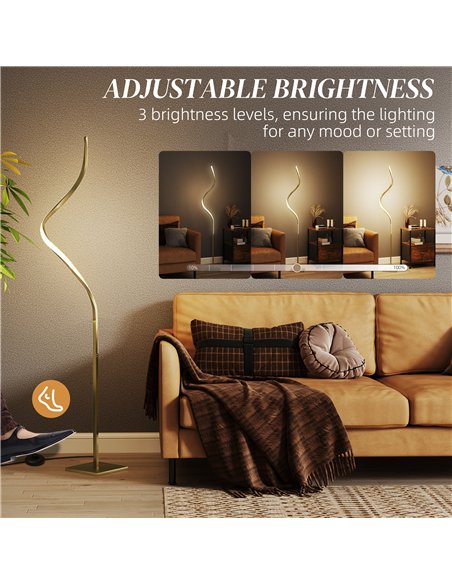 HOMCOM LED Floor Lamp with 3 Adjustable Brightness, Modern Dimmable Standing Lamp with Foot Switch for Bedroom, Living Room, Gol - pic 122110 | FastDaddyshop