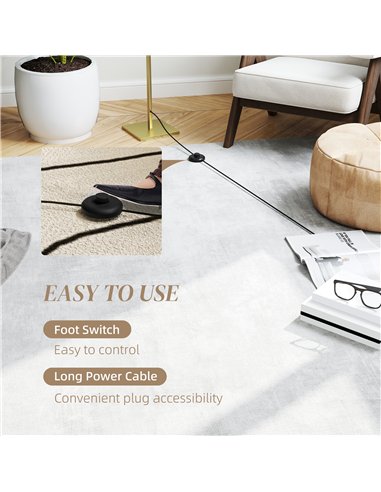 HOMCOM LED Floor Lamp with 3 Adjustable Brightness, Modern Dimmable Standing Lamp with Foot Switch for Bedroom, Living Room, Gol