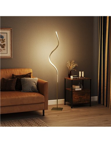 HOMCOM LED Floor Lamp with 3 Adjustable Brightness, Modern Dimmable Standing Lamp with Foot Switch for Bedroom, Living Room, Gol