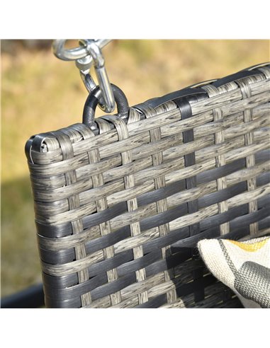 Outsunny 2 Seater Patio Rattan Swing Chair Hanging Chair Garden Loveseat Bench with Paddded Cushion