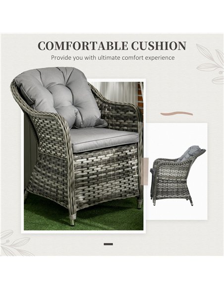 Outsunny 6 Seater Rattan Dining Set with Seat and Back Cushions, PE Rattan Garden Furniture Set, Outdoor Dining Table and Chairs - pic 122120 | FastDaddyshop