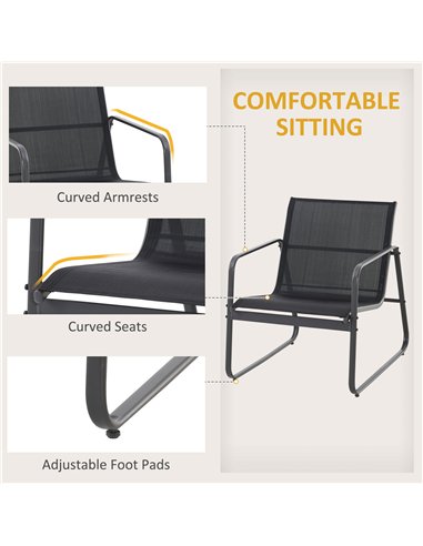Outsunny 4 Piece Garden Furniture Set Outdoor Patio Sofa Set with Double Chair, Single Chairs and Glass Top Table for Terrace an