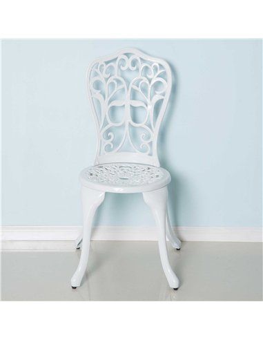 Outsunny 3 Pieces Antique Garden Bistro Set for 2, Cast Aluminium Garden Furniture Set with Umbrella Hole, White