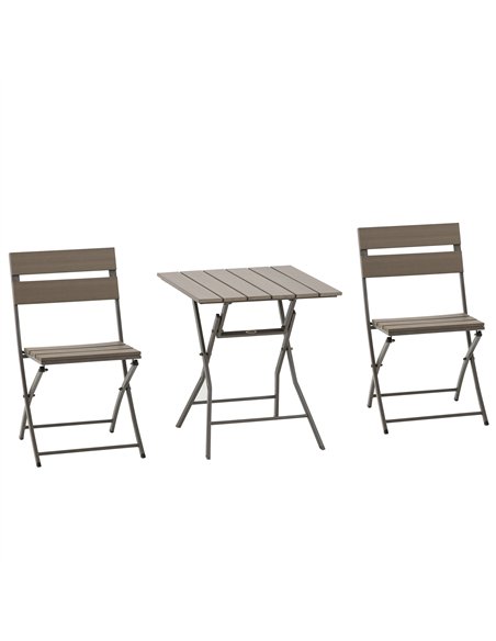 Outsunny 3 Piece Foldable Garden Bistro Set Patio Furniture Set with Table and 2 Chairs for Conservatory Balcony Terrace, Grey - pic 122142 | FastDaddyshop