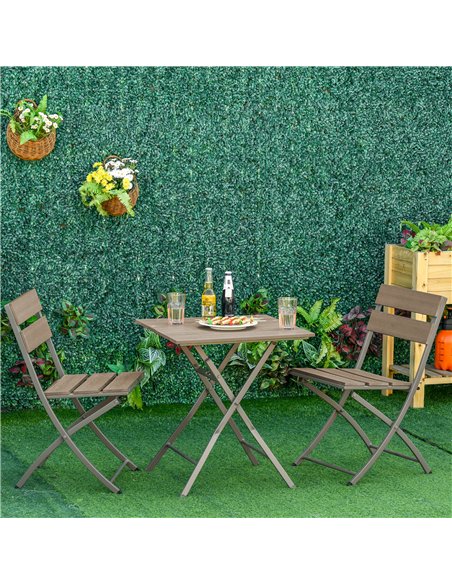 Outsunny 3 Piece Foldable Garden Bistro Set Patio Furniture Set with Table and 2 Chairs for Conservatory Balcony Terrace, Grey - pic 122143 | FastDaddyshop