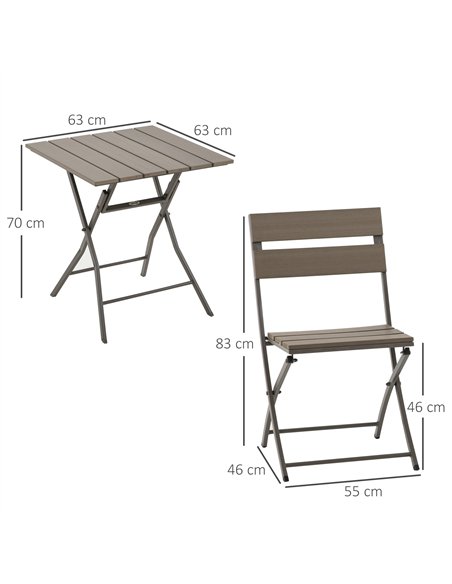 Outsunny 3 Piece Foldable Garden Bistro Set Patio Furniture Set with Table and 2 Chairs for Conservatory Balcony Terrace, Grey - pic 122144 | FastDaddyshop