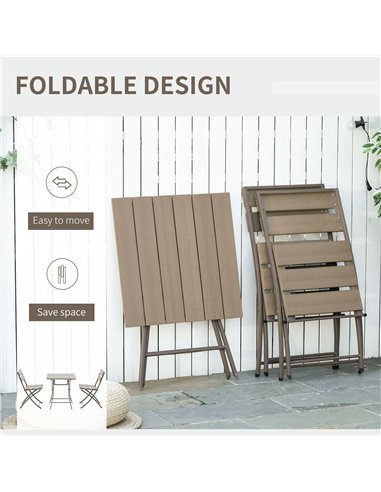 Outsunny 3 Piece Foldable Garden Bistro Set Patio Furniture Set with Table and 2 Chairs for Conservatory Balcony Terrace, Grey