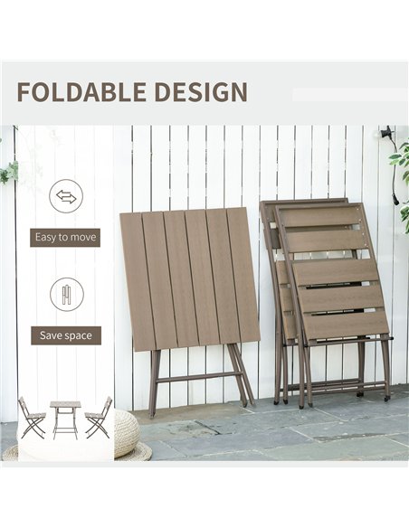 Outsunny 3 Piece Foldable Garden Bistro Set Patio Furniture Set with Table and 2 Chairs for Conservatory Balcony Terrace, Grey - pic 122146 | FastDaddyshop