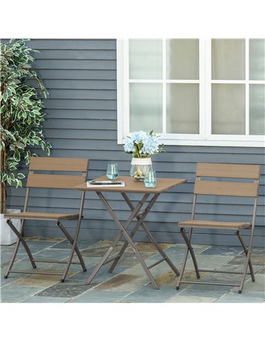 Outsunny 3 Piece Foldable Garden Bistro Set Patio Furniture Set with Table and 2 Chairs for Conservatory Balcony Terrace, Grey